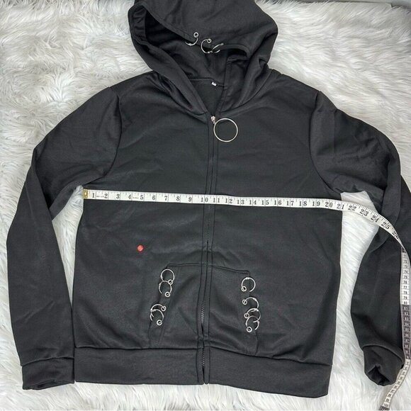 GSB‎ Women’s NWT Black Goth Full Zip Hooded Ring Softshell Sweatshirt XL/C42 - Picture 9 of 11
